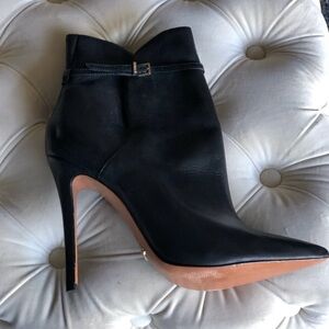 Genuine Leather Classy Black Booties Heels
